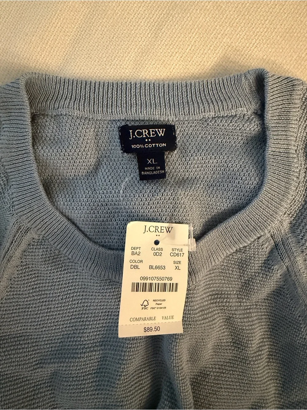 J. Crew Men's Blue Crewneck Sweater